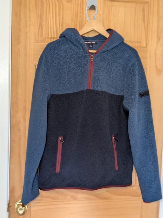 Michael Kors Other - Michael Kors Mens Sherpa Fleece Half Zip Hoodie Pullover M Blue Colorblock